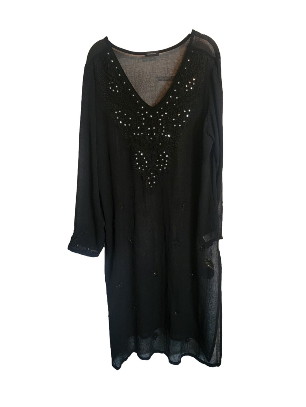 FLORENCE & FRED Long Gauze Embellished Tunic Beach Coverup Sz Large